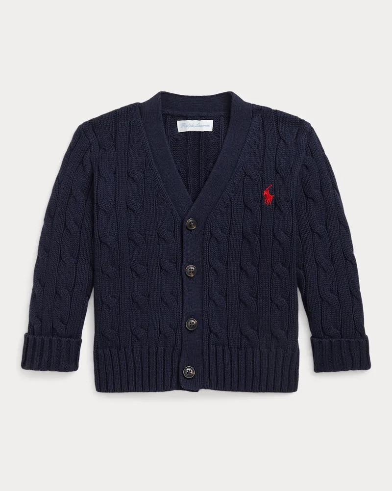 Ralph Lauren Baumwoll-Strickjacke mit V-Ausschnitt Blue