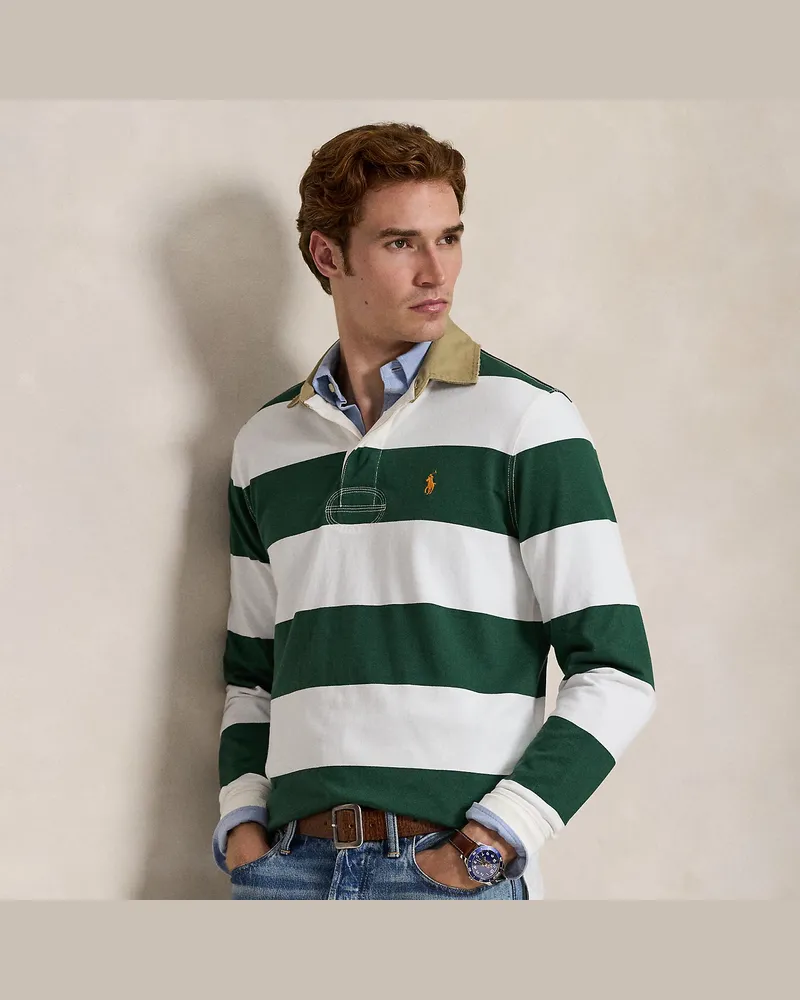 Ralph Lauren Classic-Fit Rugbyhemd mit Khaki-Kragen Green