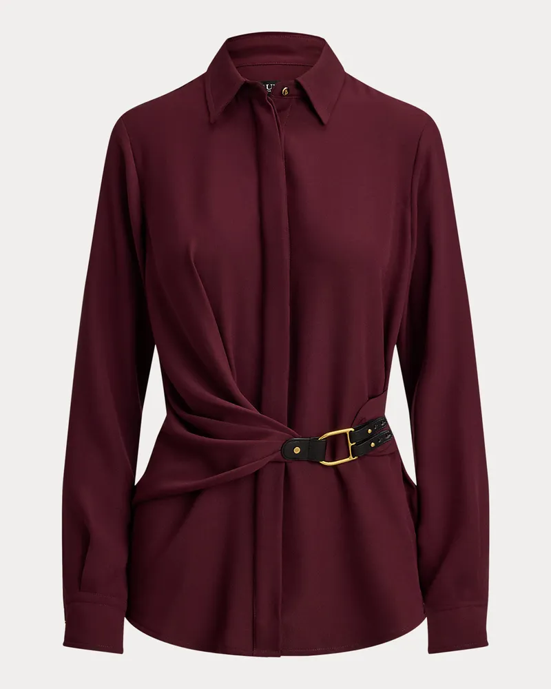 Ralph Lauren Georgette-Bluse mit Schnallenbesatz Red