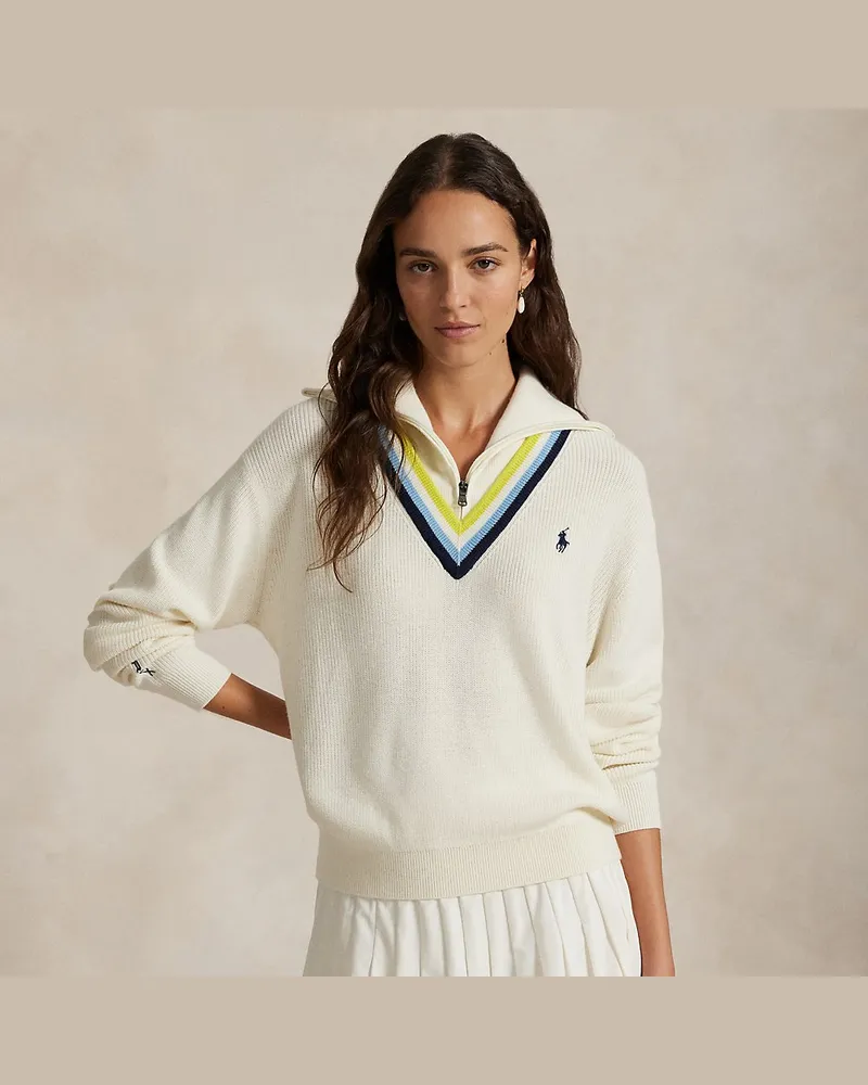 Ralph Lauren Cricket-Pullover mit Reißverschluss Cream