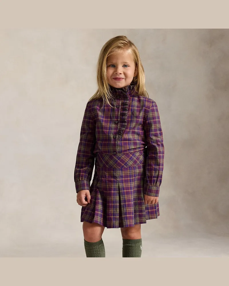 Ralph Lauren Karierter Baumwollpopeline-Faltenrock Multi