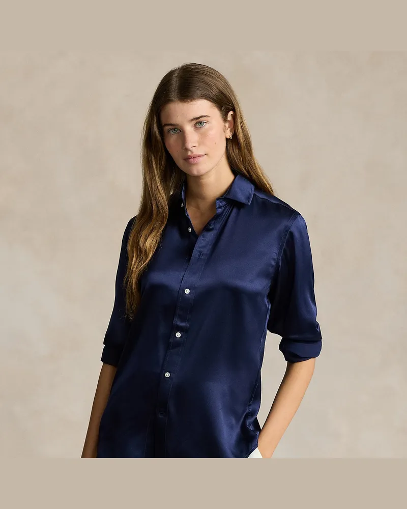 Ralph Lauren Slim-Fit Hemd aus Seide Blue