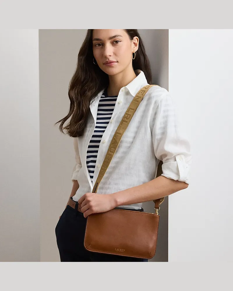 Ralph Lauren Mittelgroße Leder-Umhängetasche Landyn Brown