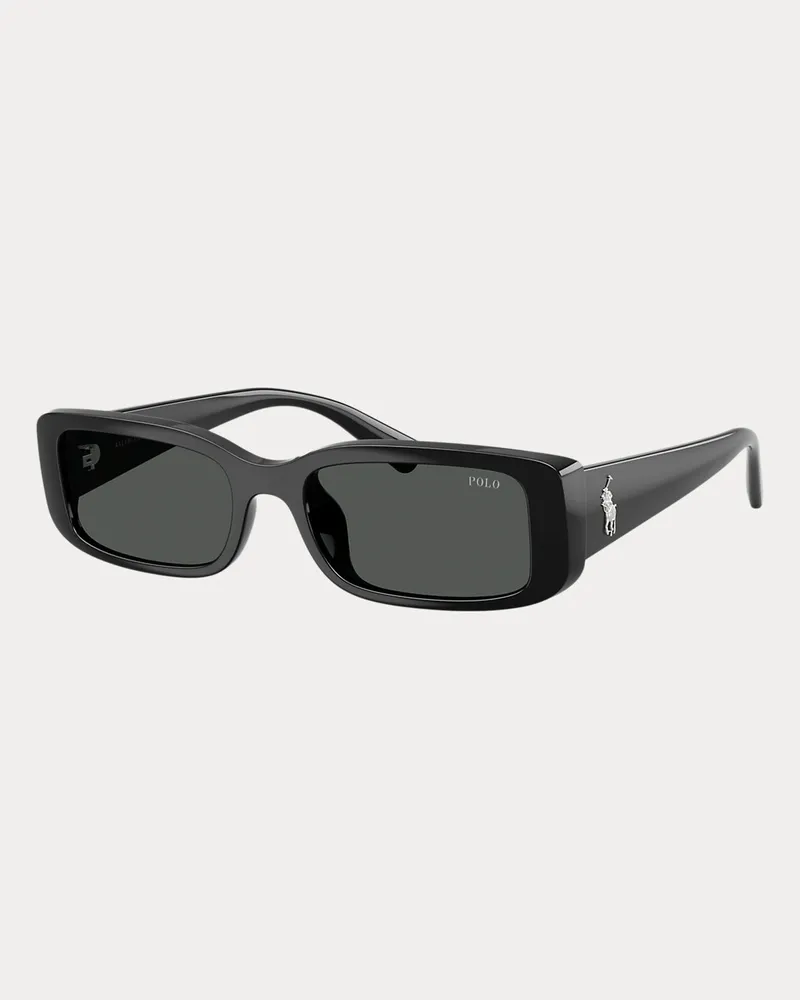 Ralph Lauren Rechteckige Sonnenbrille mit Polo Pony Black