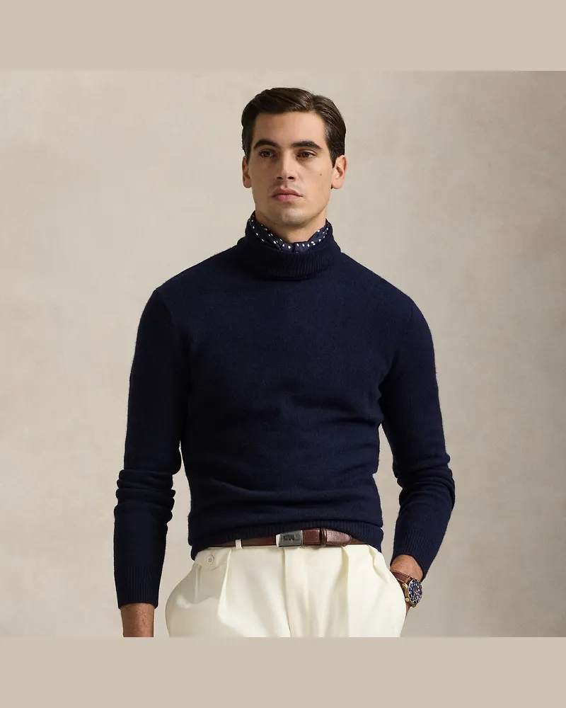 Ralph Lauren Woll-Baumwoll-Pullover mit Rollkragen Blue