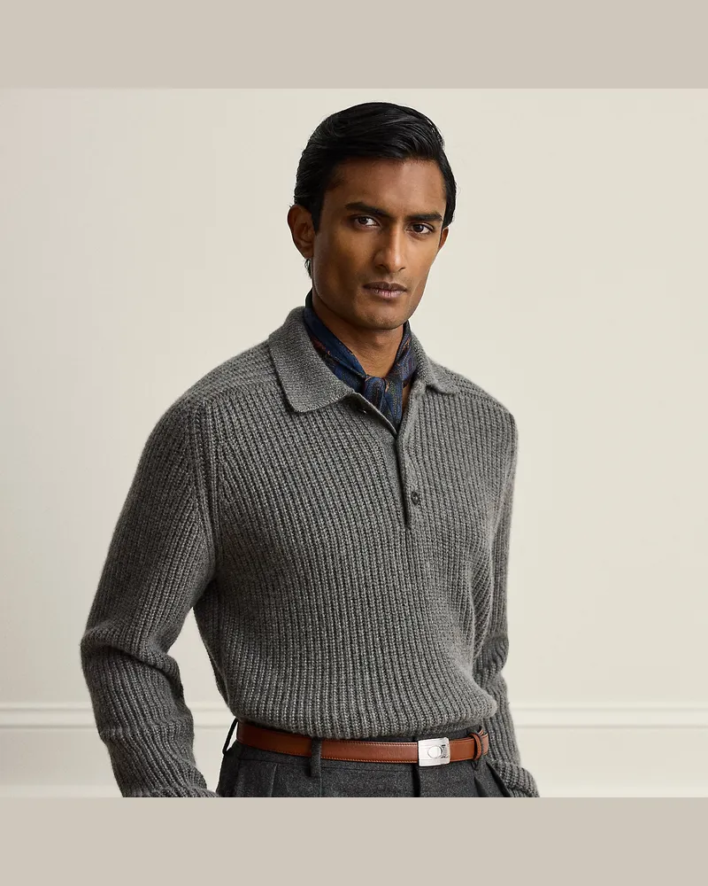 Ralph Lauren Kaschmirpullover mit Polokragen Grey