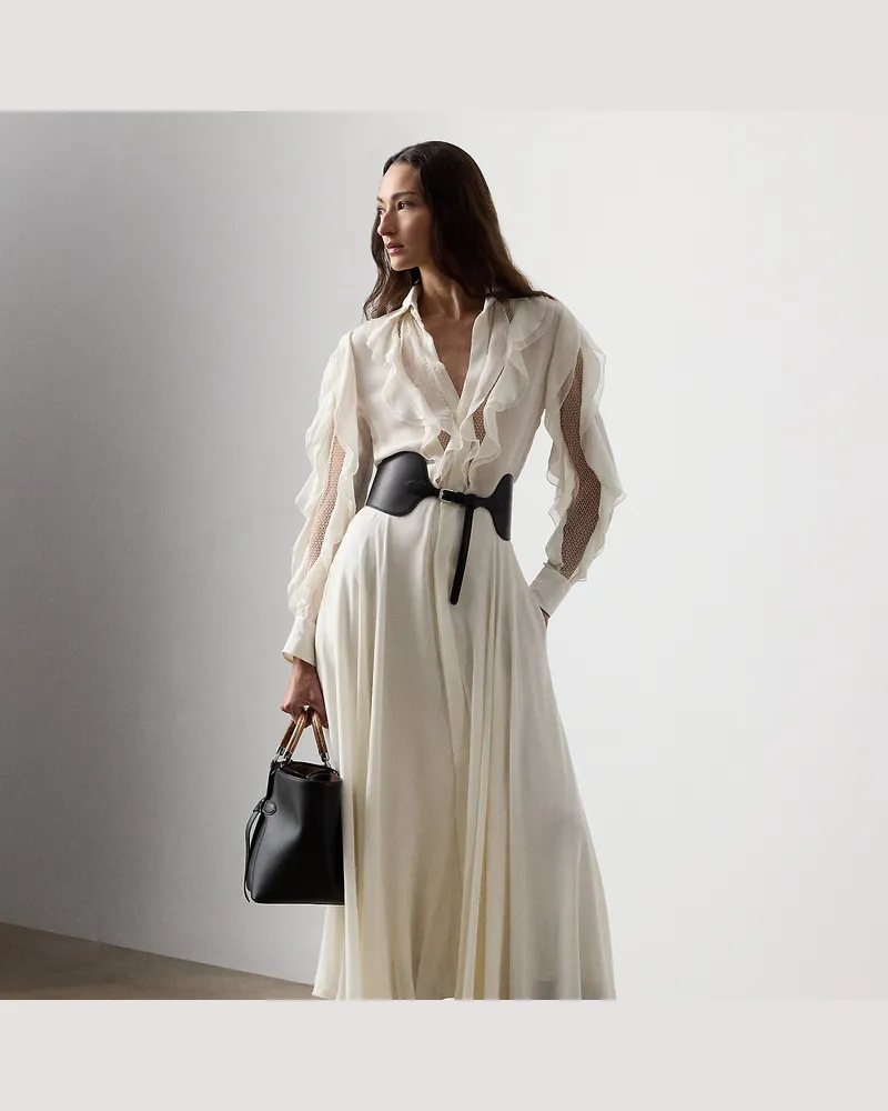 Ralph Lauren Tageskleid Melony aus Seidengeorgette Cream