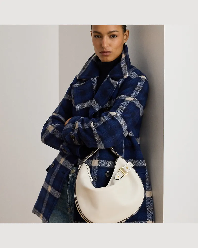 Ralph Lauren Große Schultertasche Tasha aus Leder White