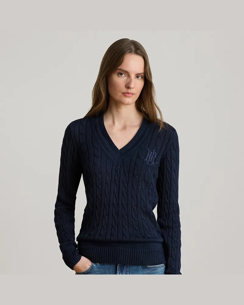 Ralph Lauren Cricket-Pullover mit Zopfmuster Blue