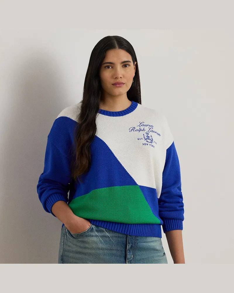 Ralph Lauren Plus Größen - Baumwollpullover in Color-Block-Optik Blue
