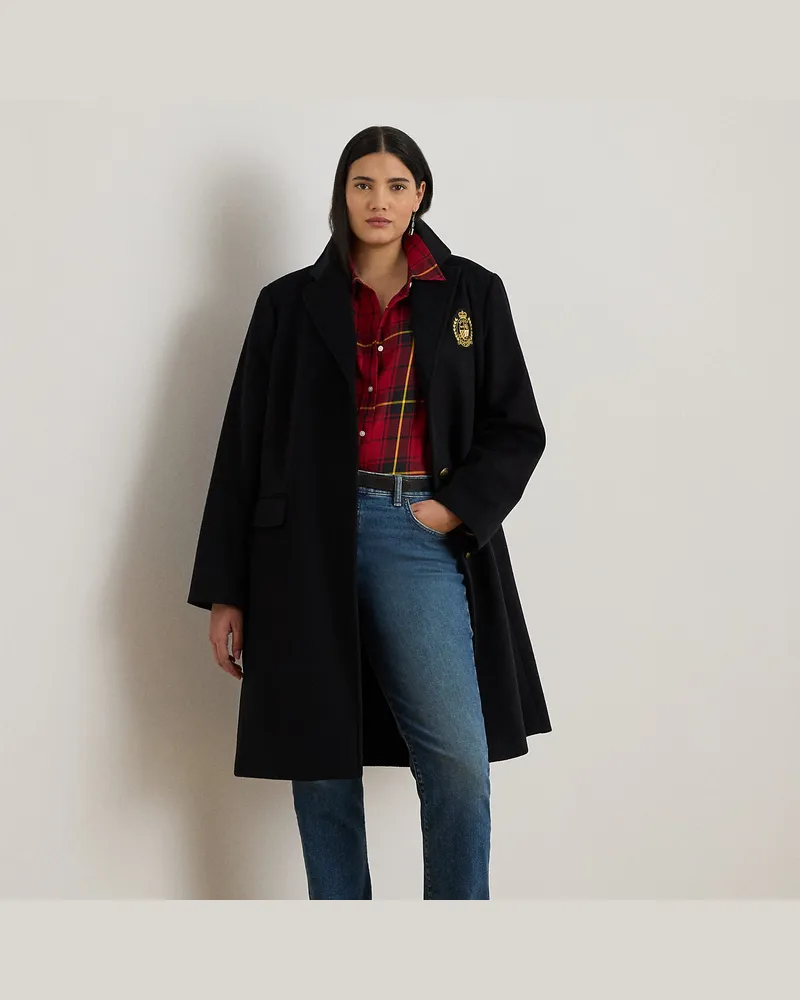 Ralph Lauren Plus Größen - Mantel mit Wappenaufnäher Black