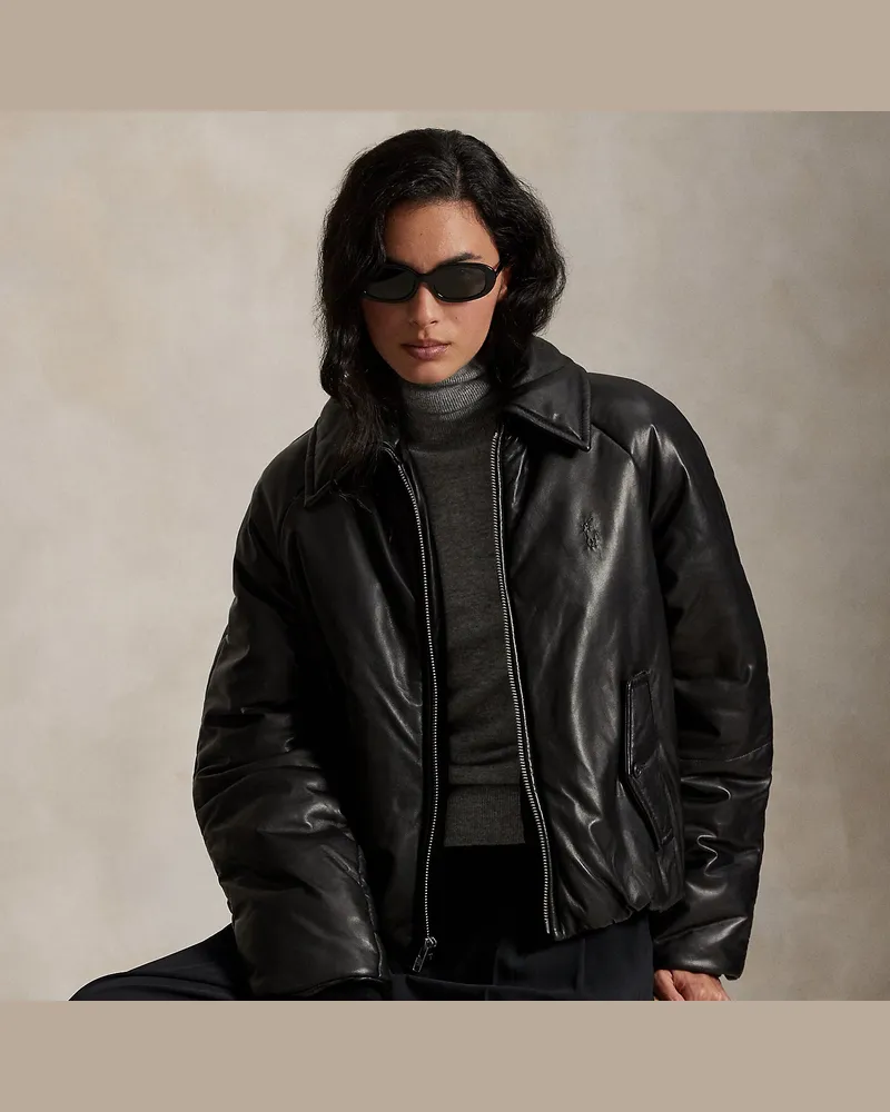 Ralph Lauren Pufferjacke aus Leder Black
