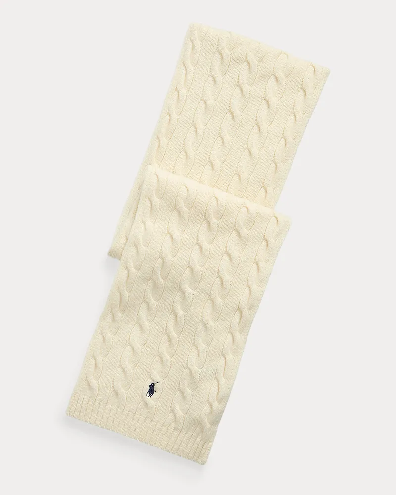 Ralph Lauren Woll-Kaschmirschal mit Zopfmuster Tan