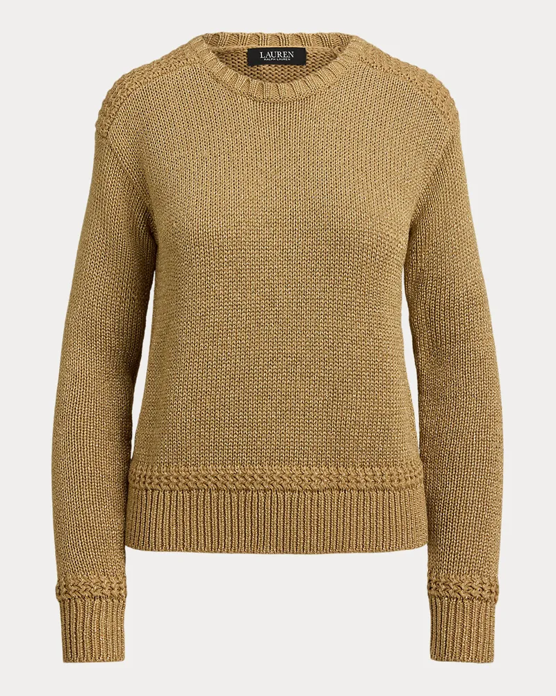 Ralph Lauren Metallic-Rundhalspullover mit Baumwolle Gold