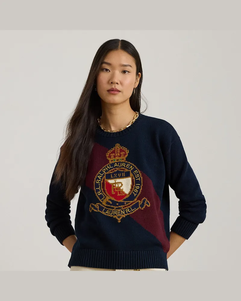 Ralph Lauren Baumwollepullover in Color-Block-Optik Blue