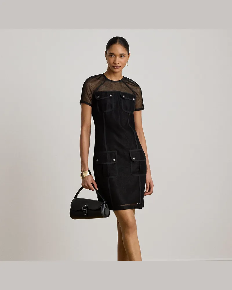 Ralph Lauren Kurzärmliges Etuikleid aus Piqué Black