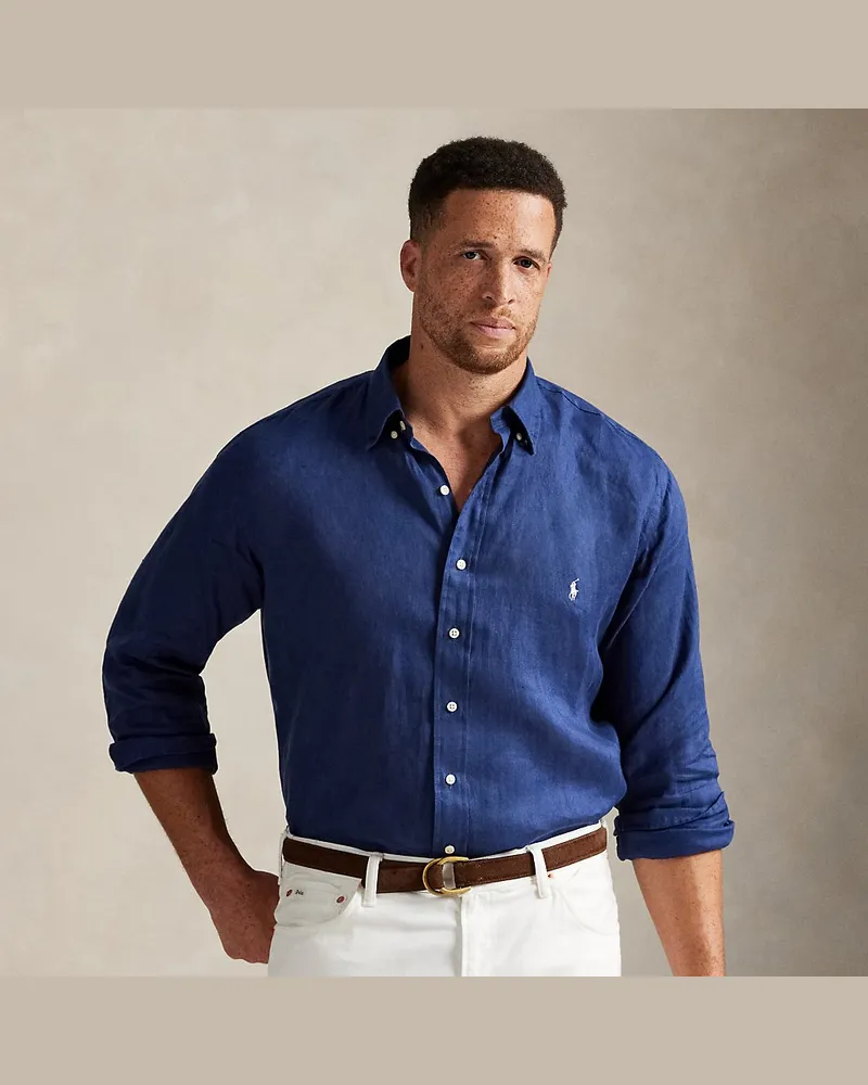 Ralph Lauren Große Größen - Leinenhemd Blue