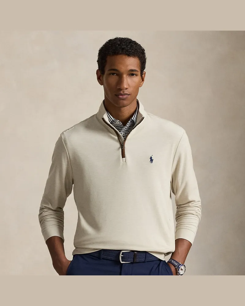 Ralph Lauren Piquépullover mit Reißverschluss Tan