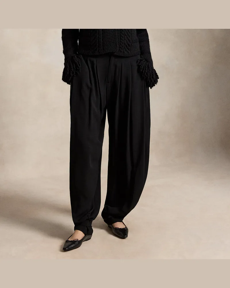 Ralph Lauren Crêpe-Reithose mit Falten Black