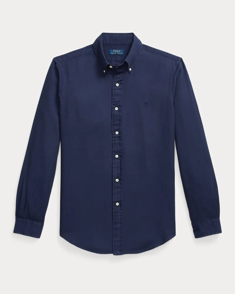 Ralph Lauren Custom-Fit strukturiertes Ratière-Hemd Blue