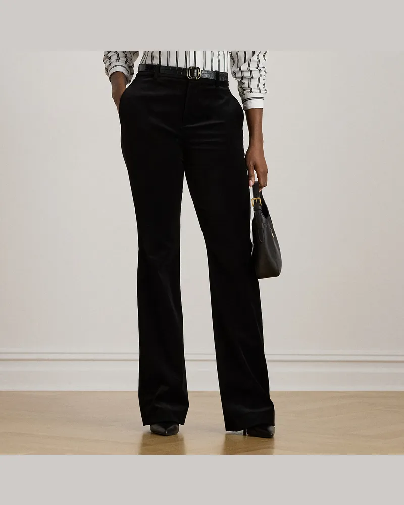 Ralph Lauren Samthose mit ausgestelltem Bein Black