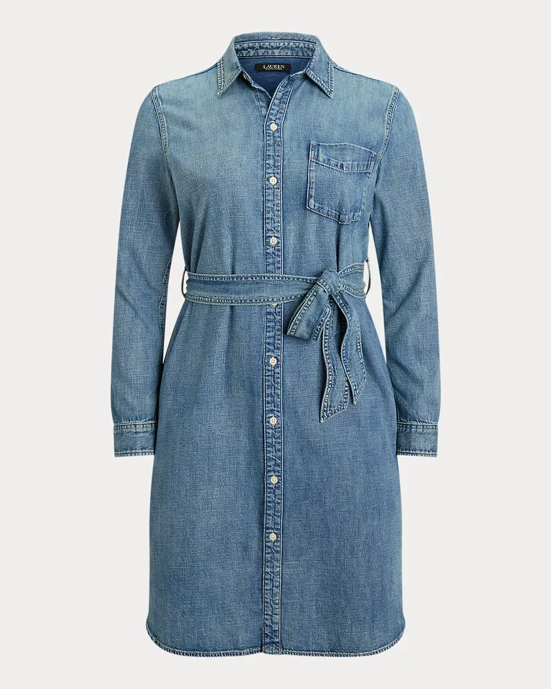 Ralph Lauren Plus Größen - Denim-Hemdkleid mit Gürtel Blue