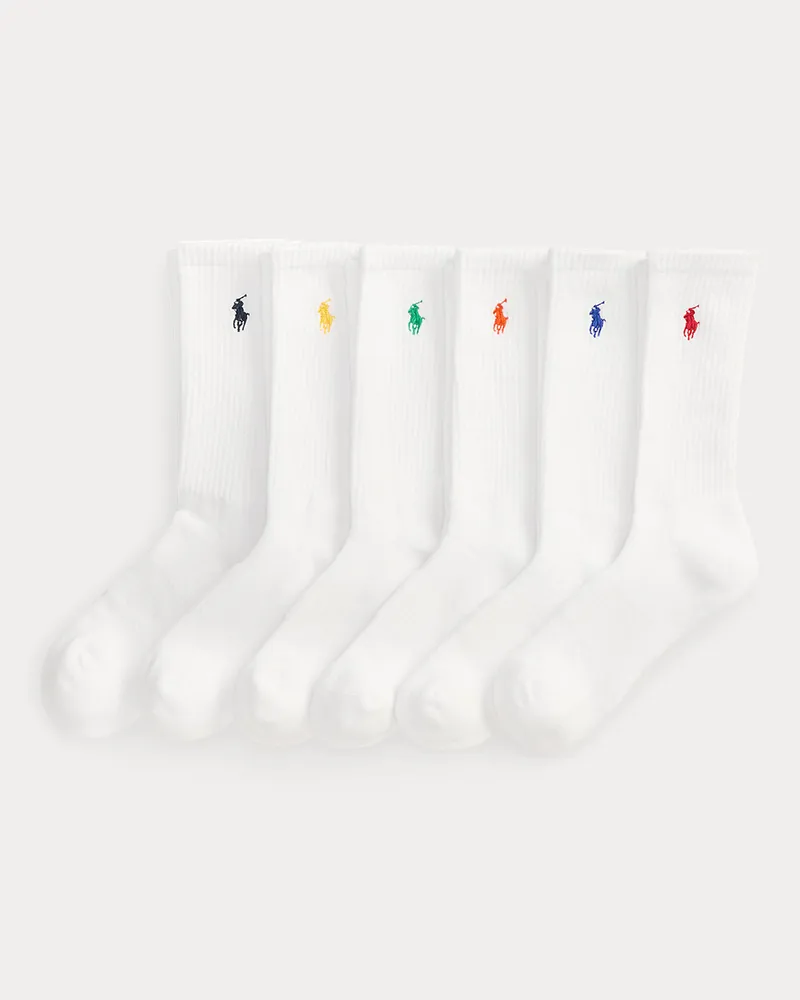 Ralph Lauren 6er-Pack Crew-Socken mit Baumwolle White