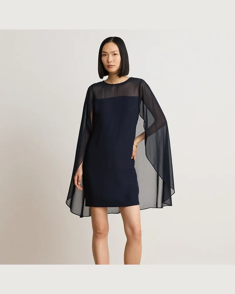 Ralph Lauren Cape-Cocktailkleid aus Georgette Blue