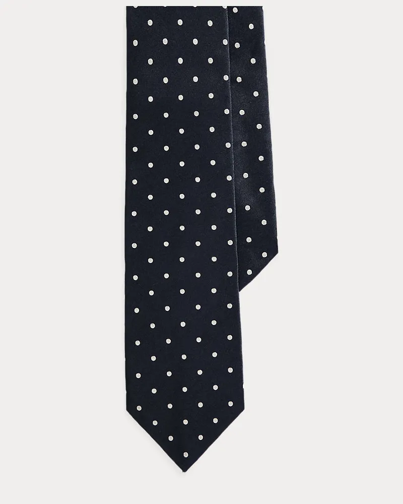 Ralph Lauren Seidensatin-Krawatte mit Punkten Blue