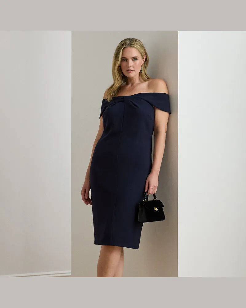 Ralph Lauren Plus Größen - Crêpe-Cocktailkleid mit Twist-Detail Blue