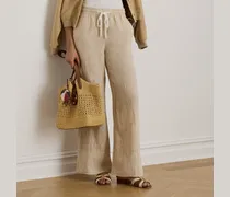 Gestreifte Leinenhose mit Schlag