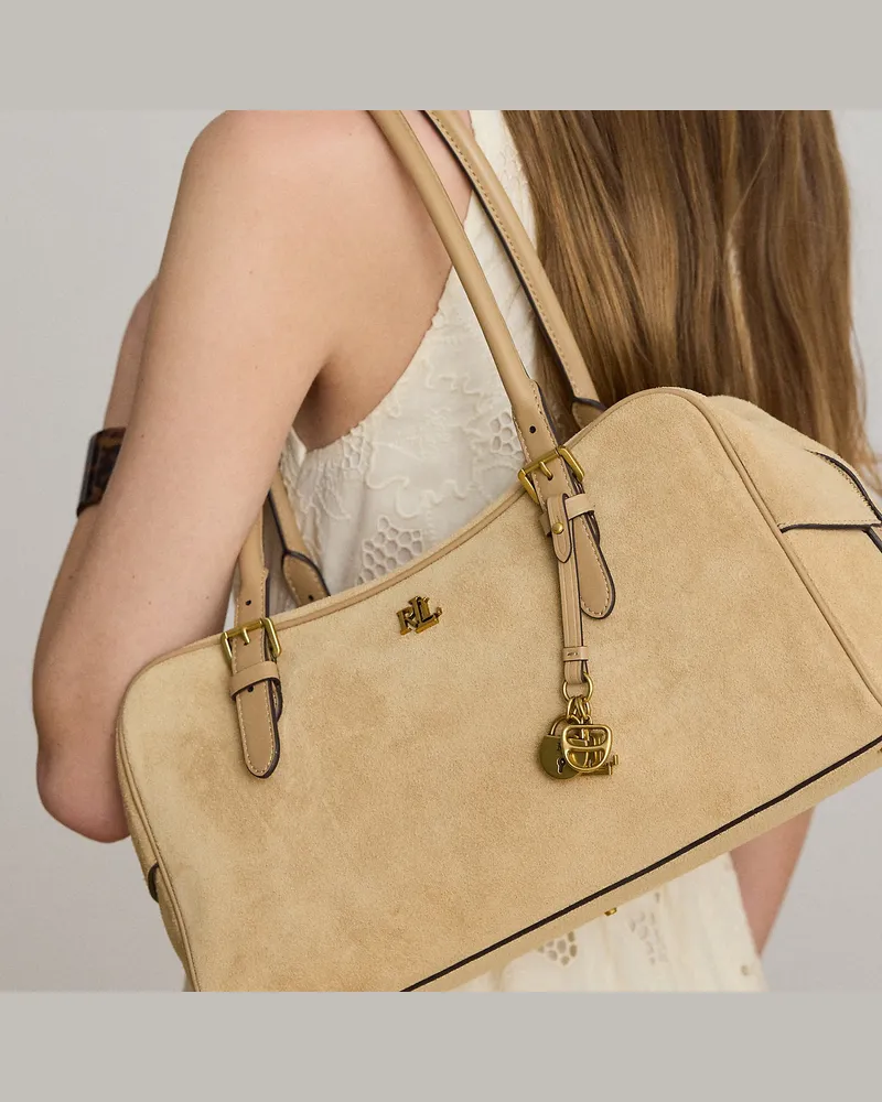 Ralph Lauren Große Umhängetasche Marcy aus Wildleder Brown