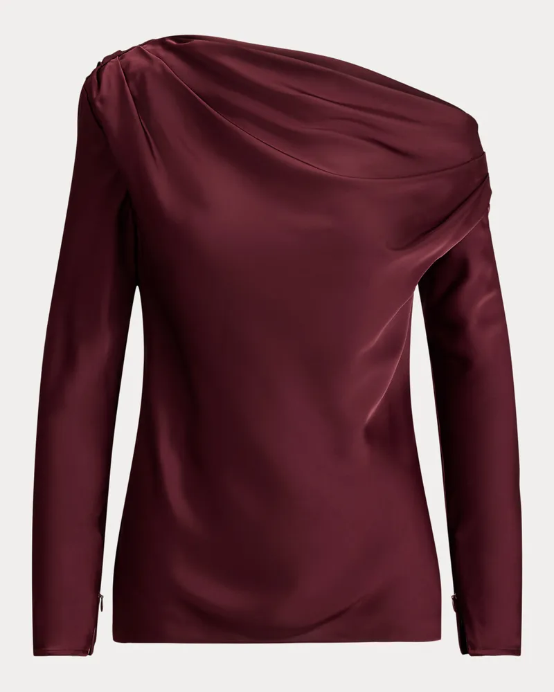 Ralph Lauren Schulterfreie Bluse aus Satin-Charmeuse Red