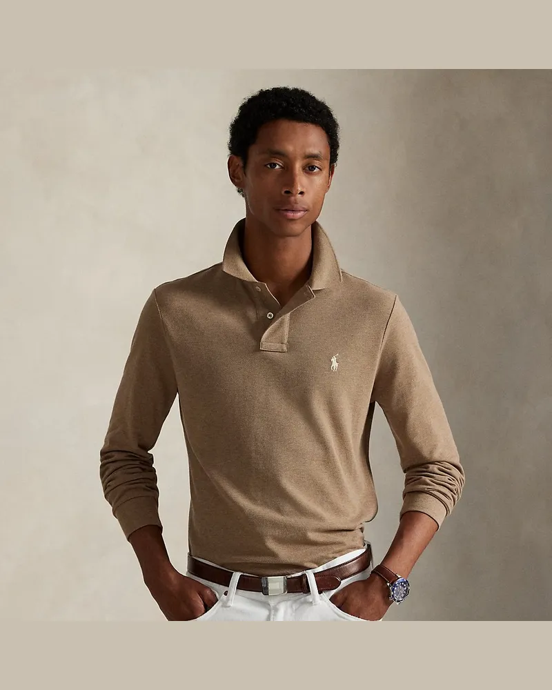 Ralph Lauren Custom-Slim-Fit Piqué-Poloshirt Grey