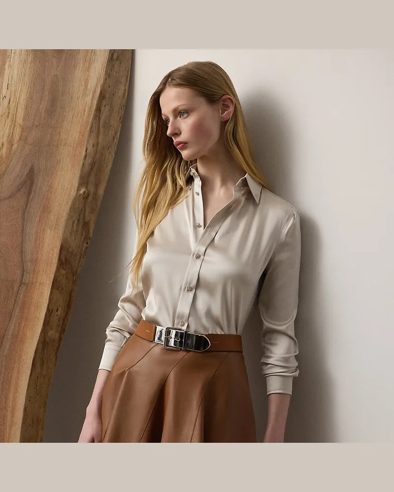 Ralph Lauren Straight-Fit Hemd Cameron aus Seide Cream