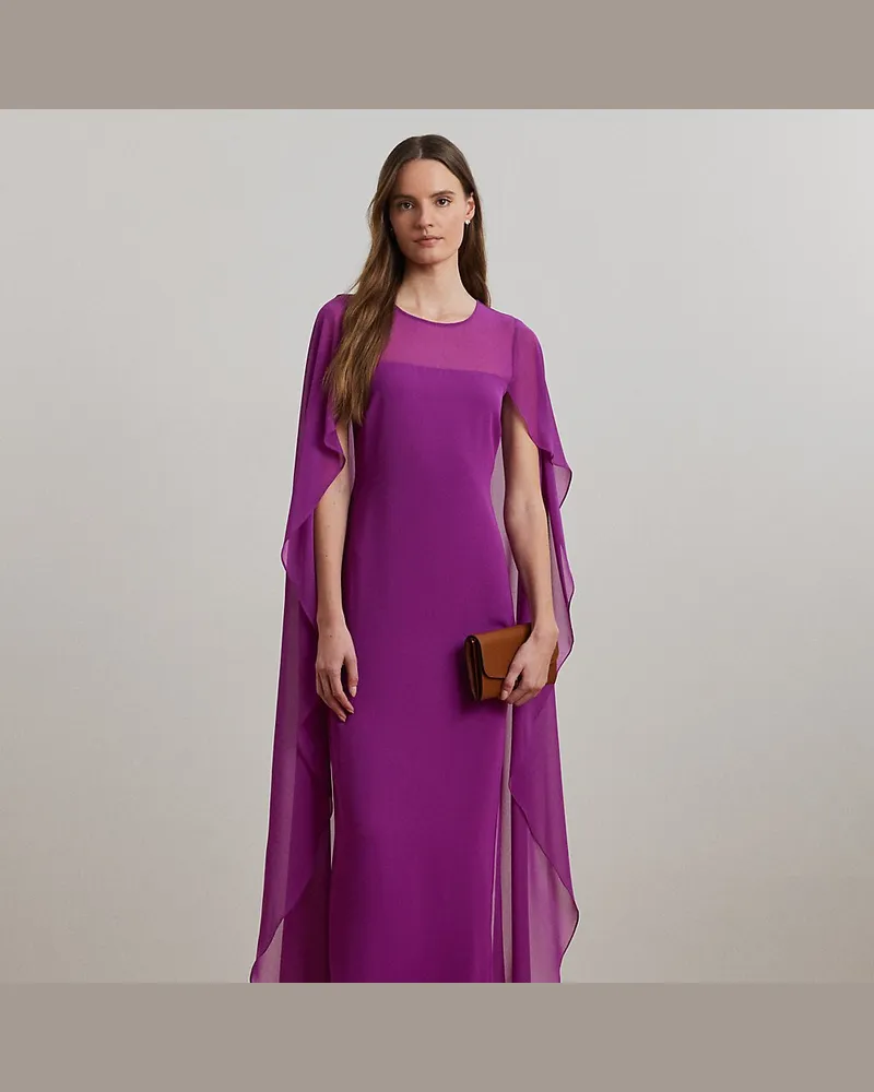 Ralph Lauren Georgette-Abendkleid mit Cape Purple