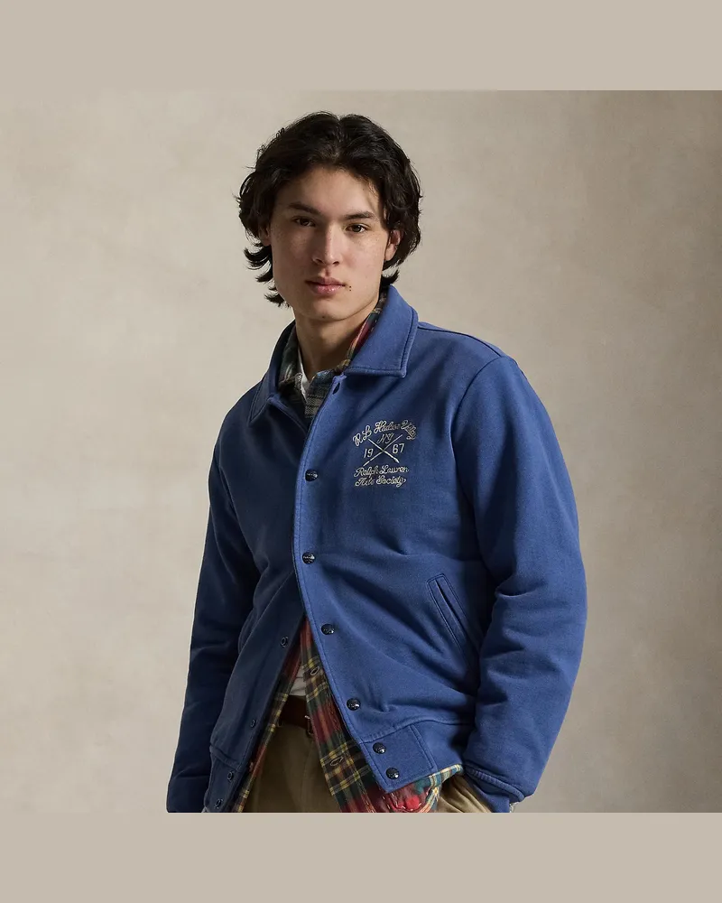 Ralph Lauren Bestickte Jacke aus Loopback-Fleece Blue
