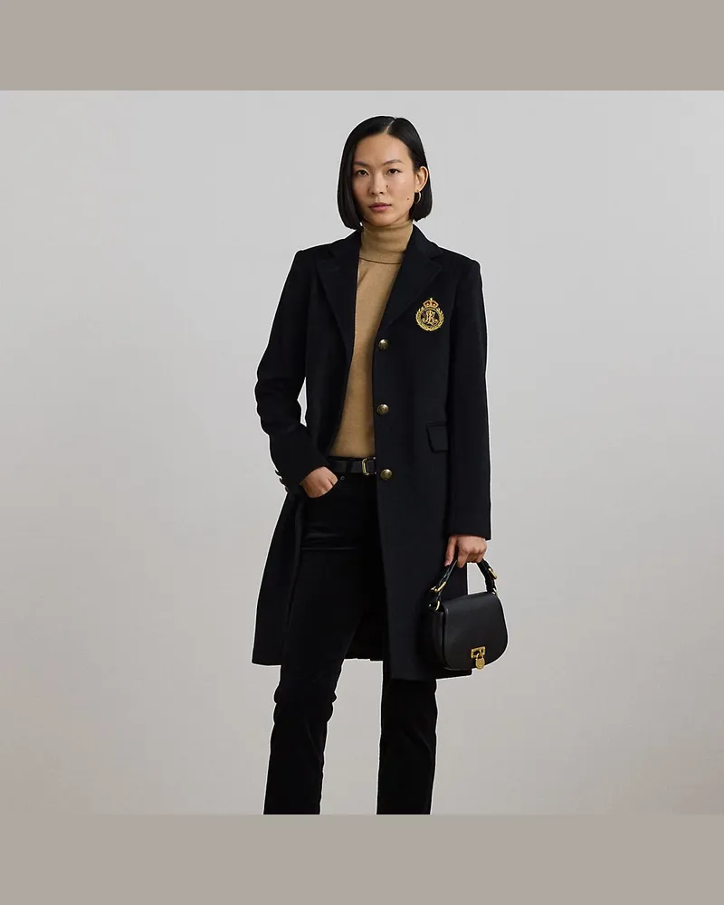 Ralph Lauren Mantel mit Wappenaufnäher Black