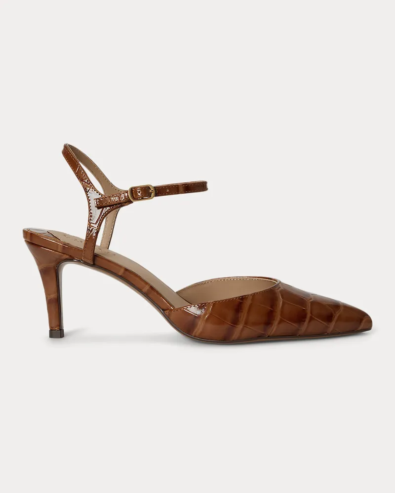 Ralph Lauren Pumps Lilah mit Krokodilprägung Brown