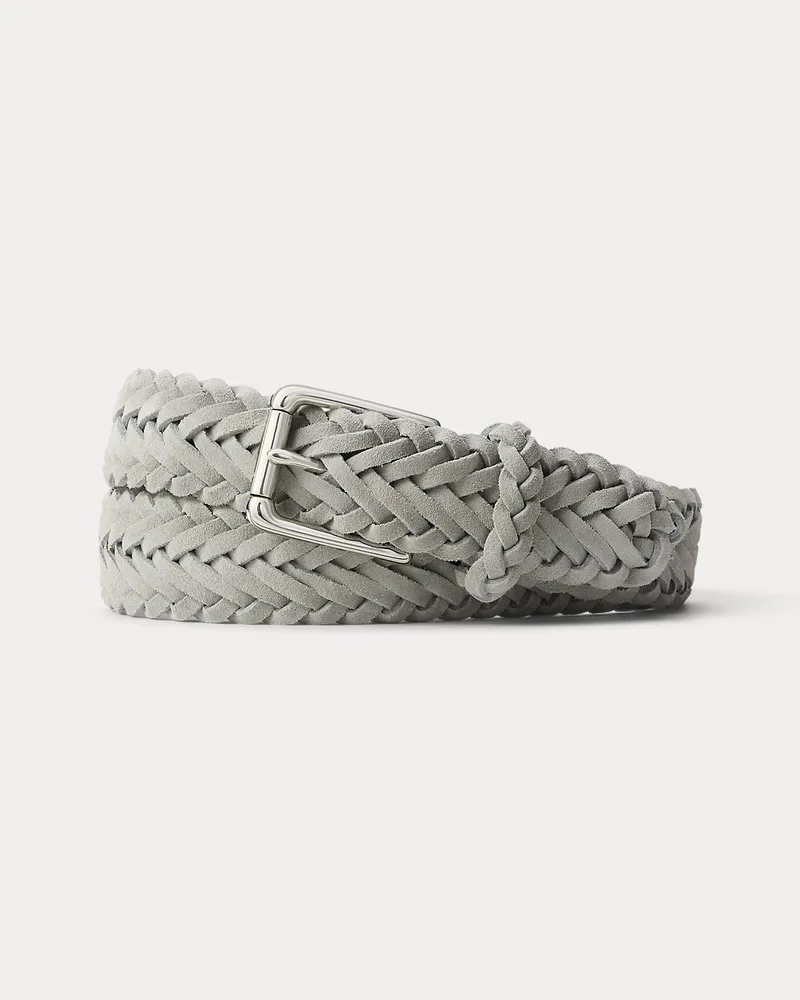 Ralph Lauren Geflochtener Gürtel aus Kalbswildleder Grey