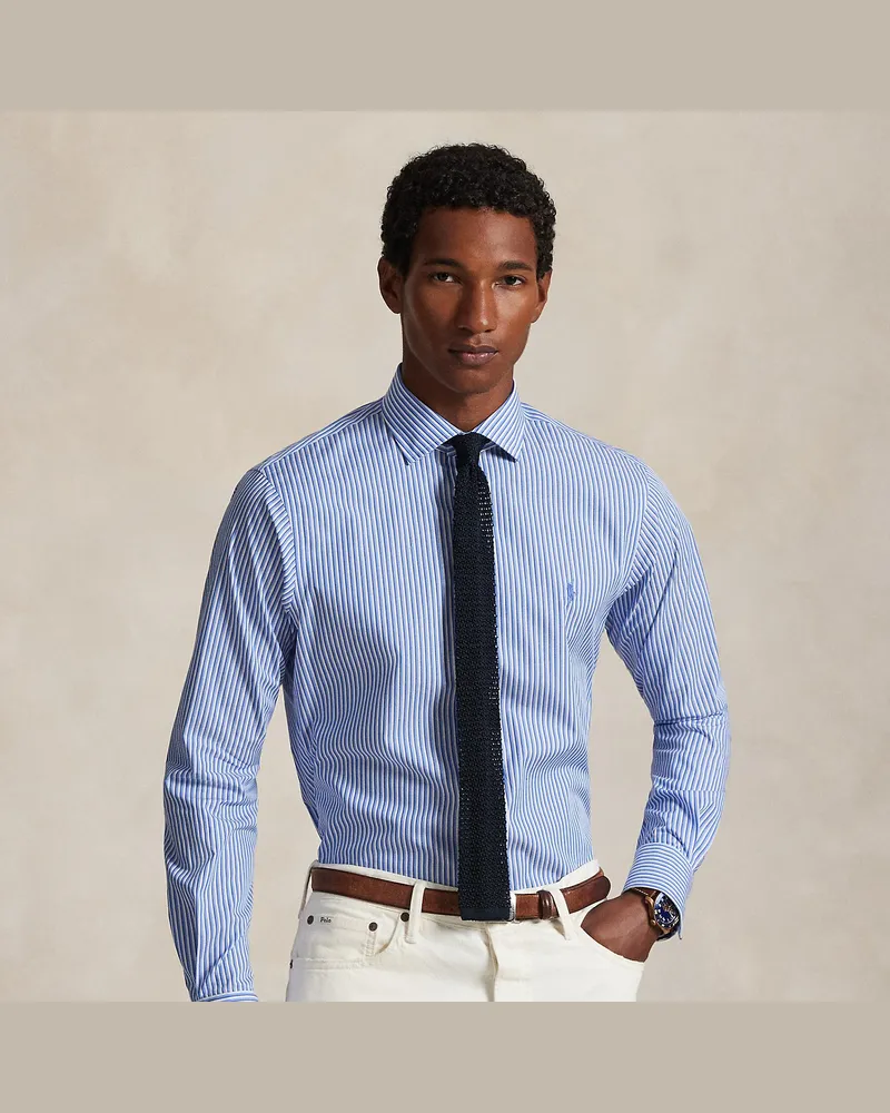 Ralph Lauren Custom-Fit Popelinehemd mit Streifen Blue