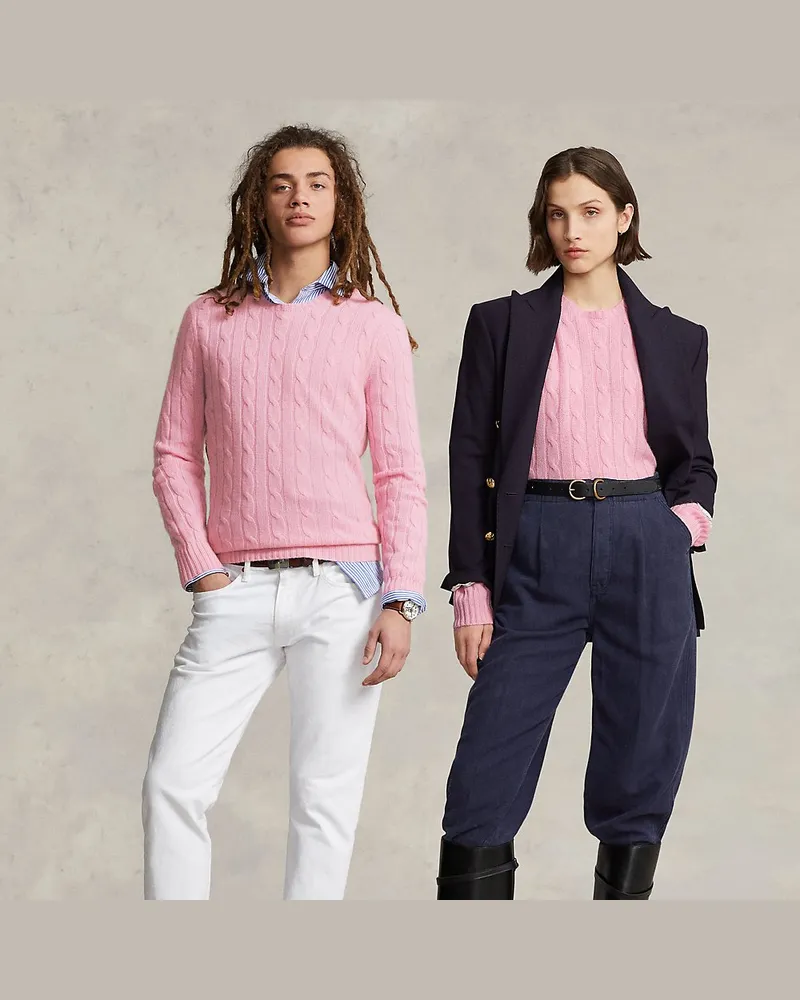 Ralph Lauren Kaschmirpullover mit Zopfmuster Pink