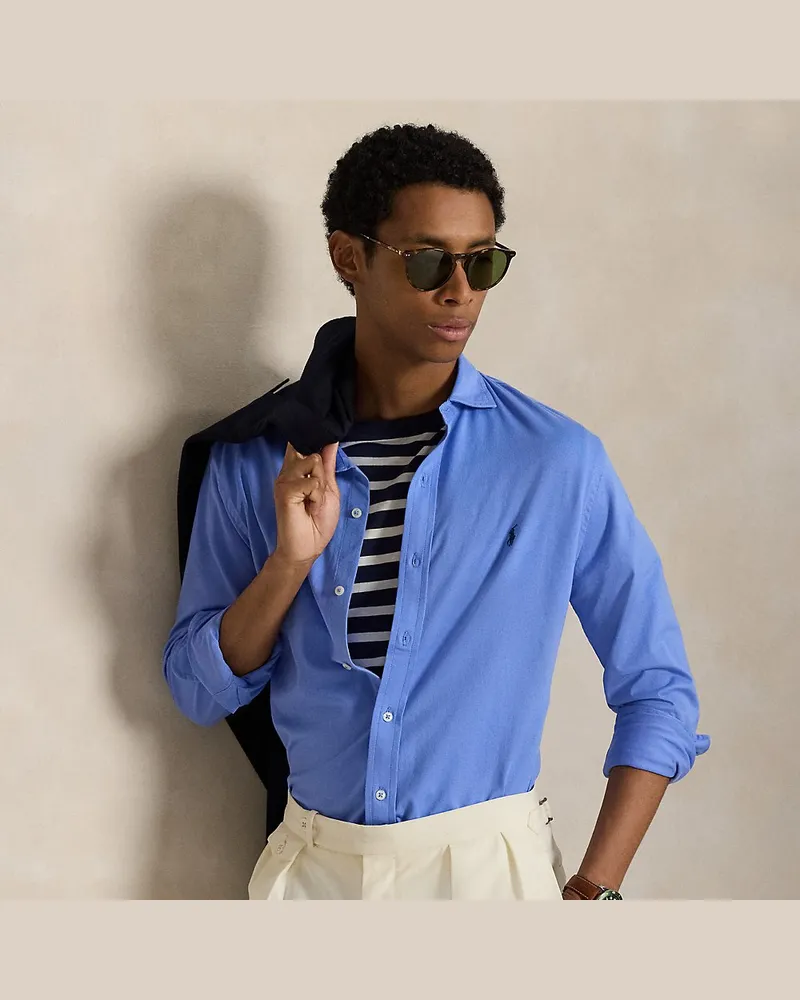 Ralph Lauren Jerseyhemd mit gespreiztem Kragen Blue