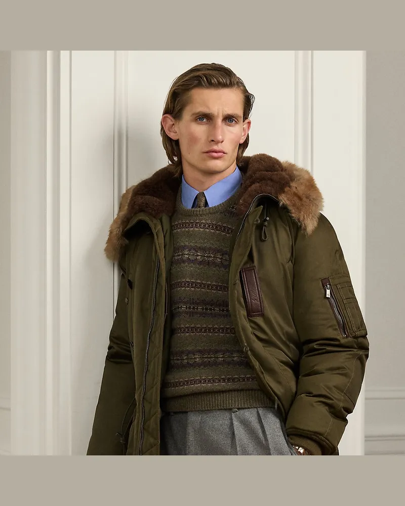 Ralph Lauren Daunenparka mit Lammfellbesatz Green