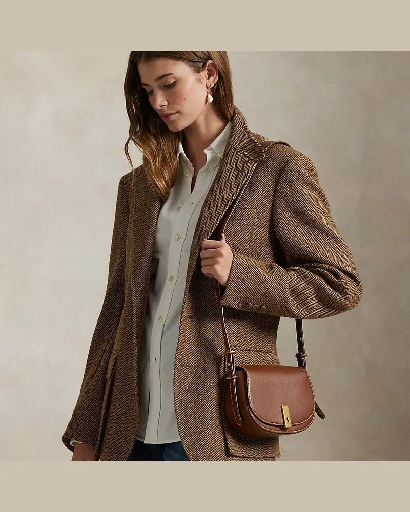 Ralph Lauren Mini-Satteltasche Polo ID aus Kalbsleder Brown