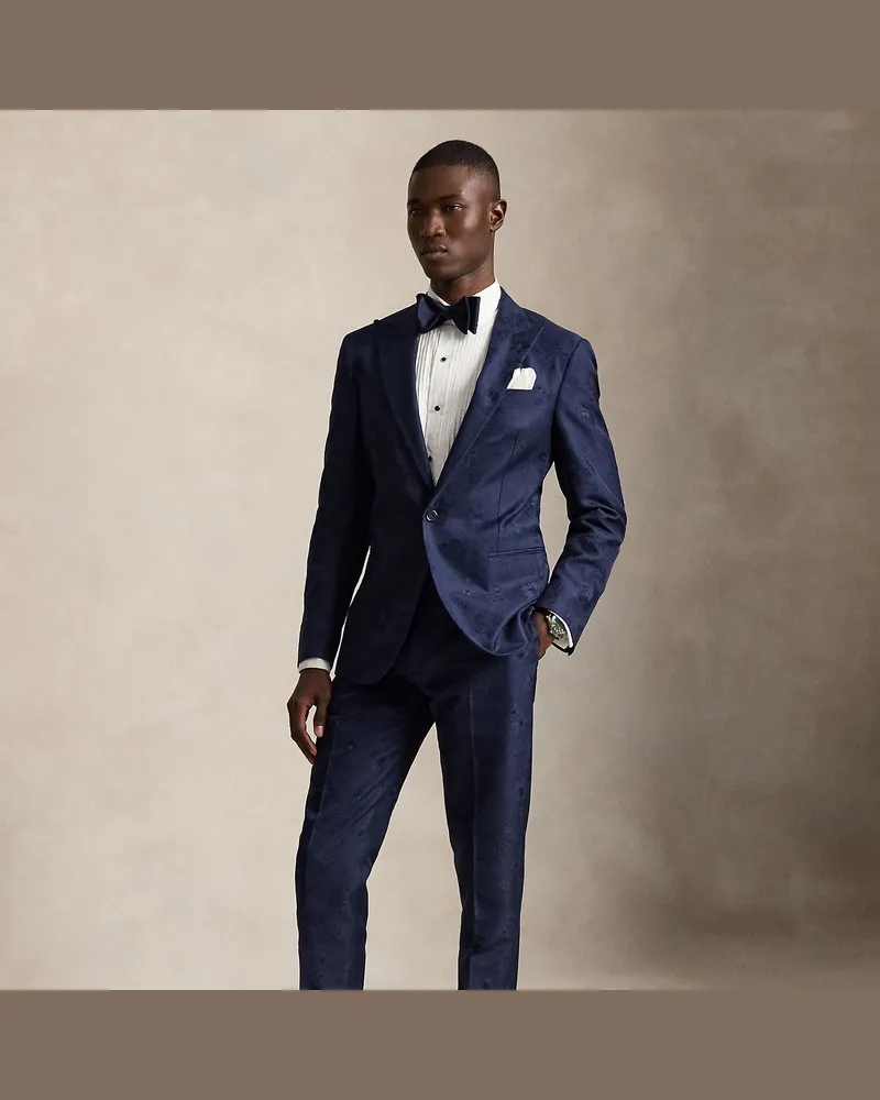 Ralph Lauren Tailored-Fit Smokinghose aus Jacquard Blue