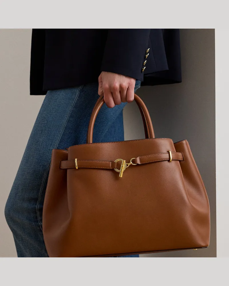 Ralph Lauren Große Leder-Umhängetasche Blaike Brown