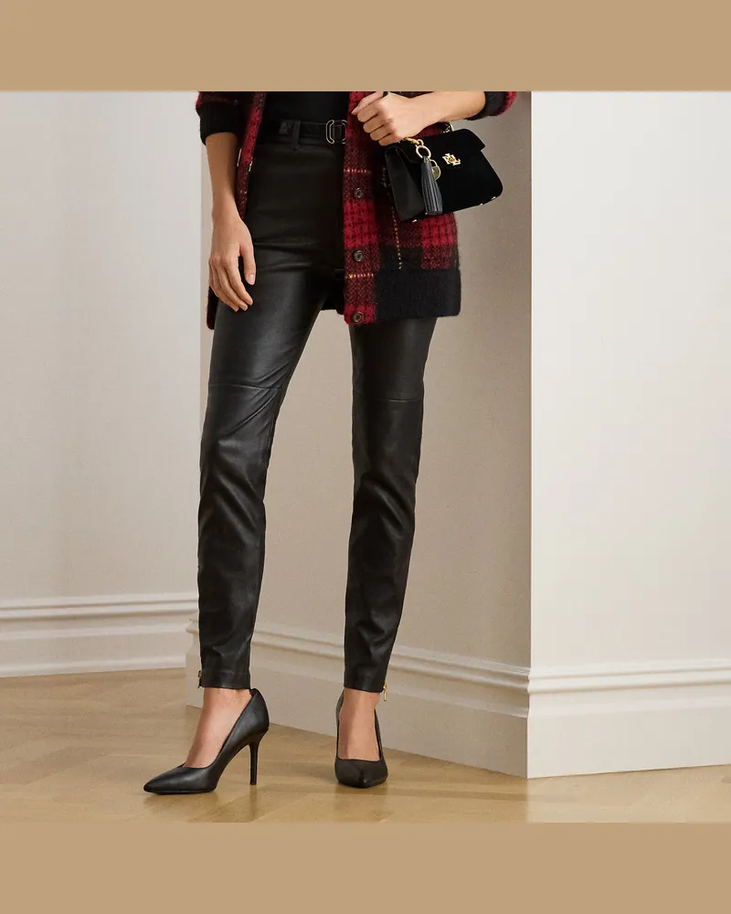 Ralph Lauren Knöchellange Skinny-Fit Lammlederhose Black