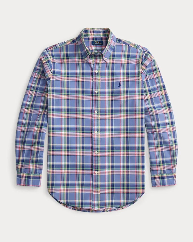 Ralph Lauren Custom-Fit Tattersall-Oxfordhemd Blue