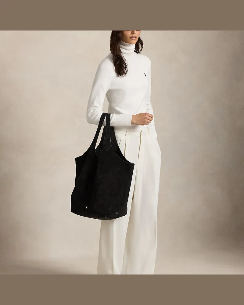 Ralph Lauren Große Wildleder-Tragetasche Polo Play Black